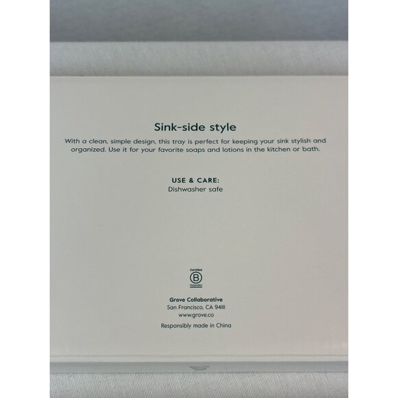 Grove Stoneware Tray 10" X 5.5" Dishwasher Safe Sink-Side Style For Soaps & Loti - Picture 4 of 7